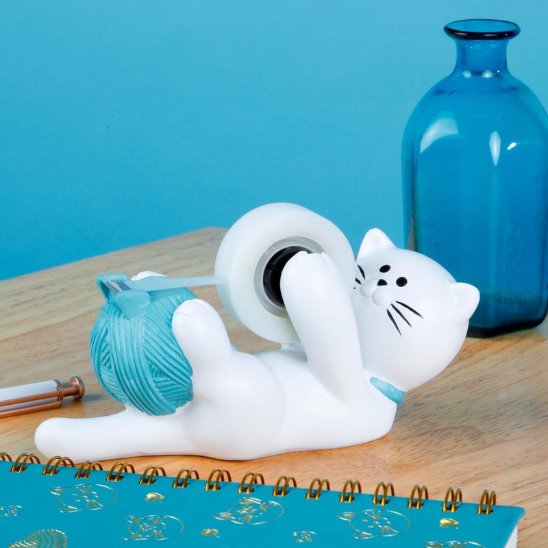 Chapman & Grand Kitty Cat Tape Dispenser (White/Turquoise), Patented - Image 2